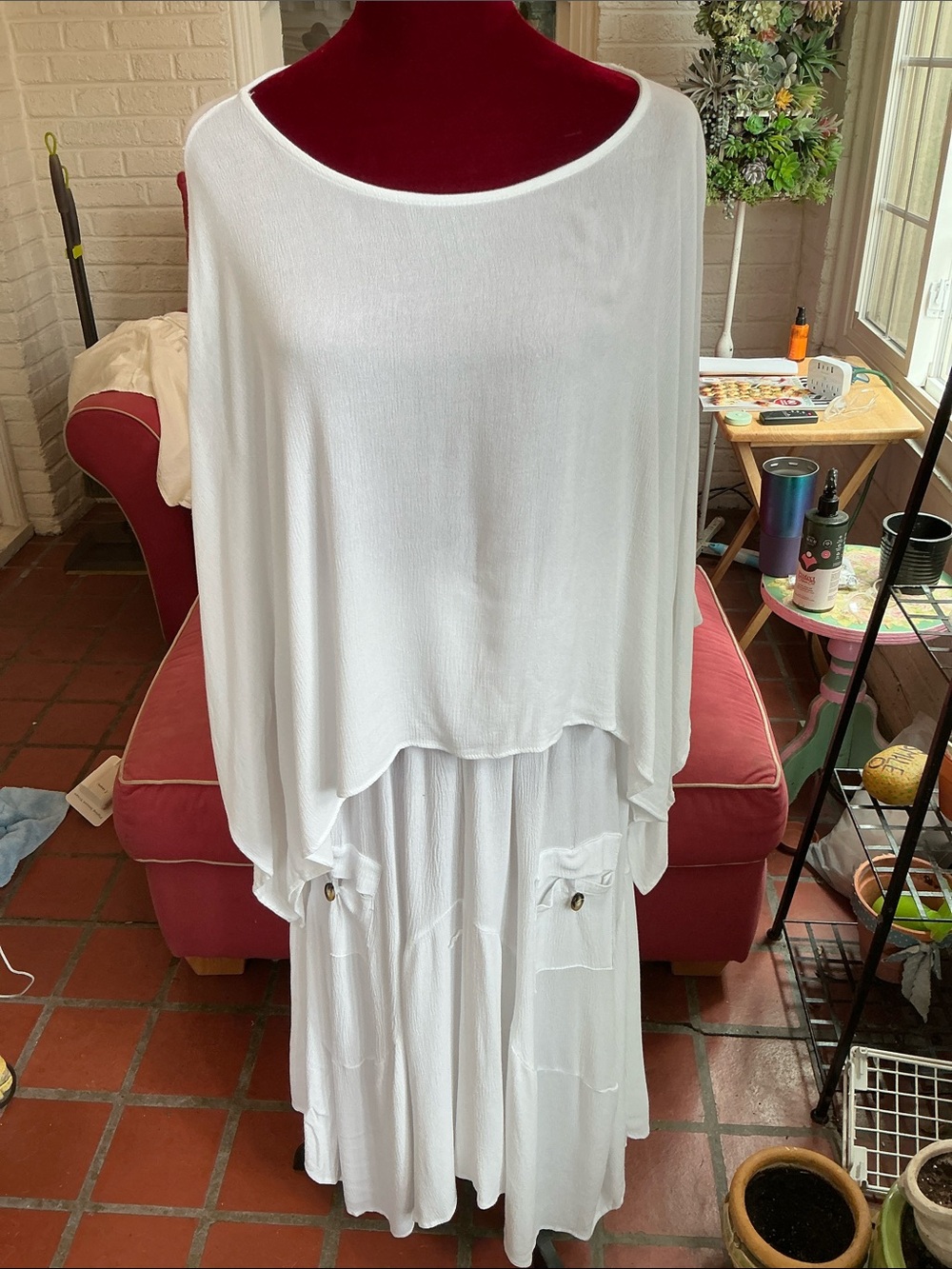 Women's White Layered  skirt and top